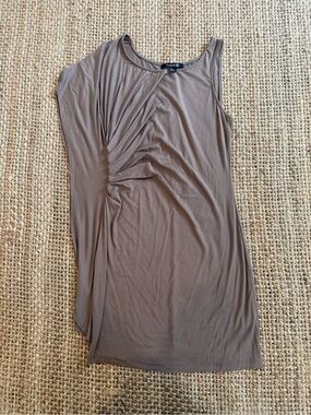 Forever 21 Taupe Asymmetric Ruched Tank Dress